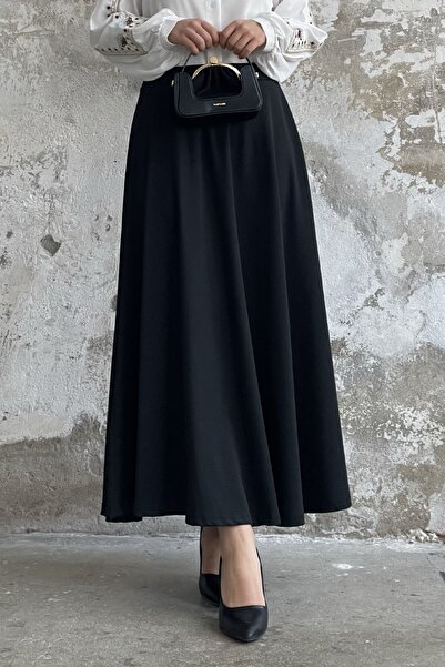 InStyle Elastic Waist Scuba Skirt - Black