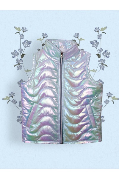 MoMMoKids Buz Mavi Çocuk Fermuarlı Şişme Puf Yelek