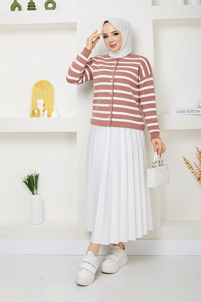Pamuk Butik Γυναικεία Ζακέτα Πλεκτή με λαιμόκοψη