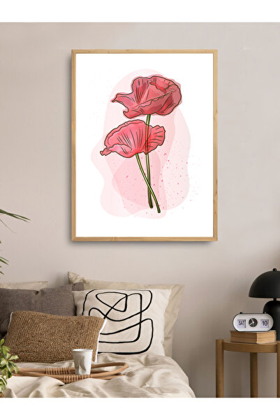 Dekorsiahome Set de pictură într-o singură bucată cu ramă din lemn poppywaterse