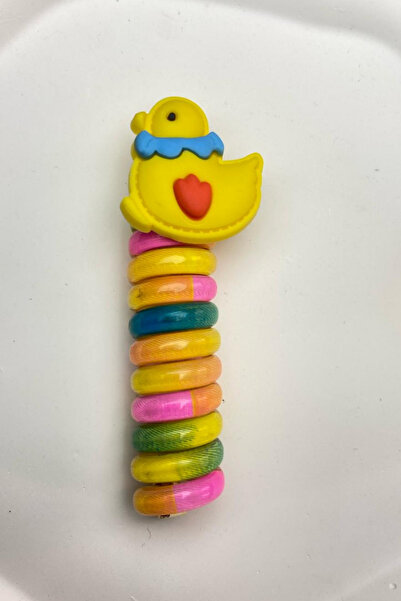 Jaida Moda Girl's Colorful Spiral Yellow Chick Figured Spring Pasta Ponytail Buckle