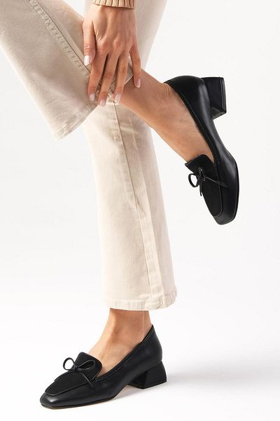 Mio Gusto Tilda Black Color Blunt Toe Short Heeled Women's Shoes