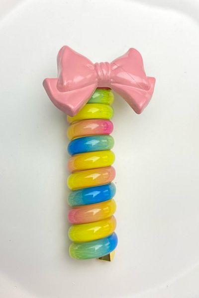 Jaida Moda Copil Fata Colorat Spirala Negru Roz Deschis Panglică Arc Pasta Coada Calului Catarama