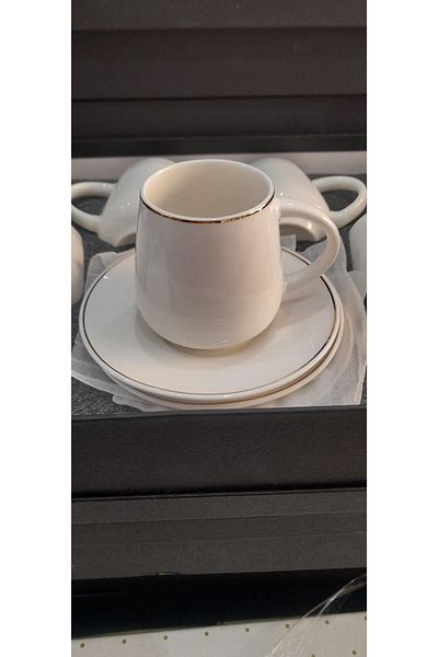 GÖNÜL Porcelain Gold Gilded 12 Piece Coffee Set for 6 People