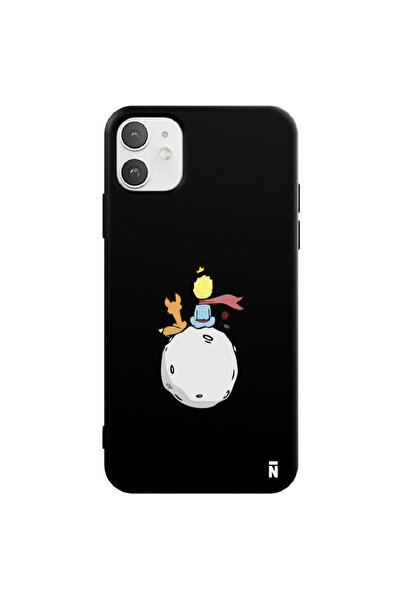 Casen iPhone 11 Küçük Prens Tasarımlı Siyah Renkli Silikon Telefon Kılıfı