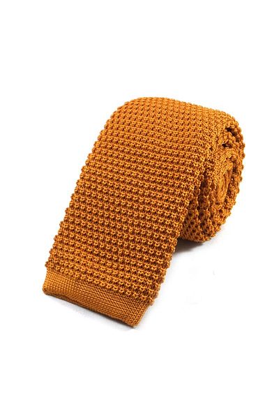 Sade Kravat Gold Orange Plain Plain Knit Tie 19696 Gold Orange