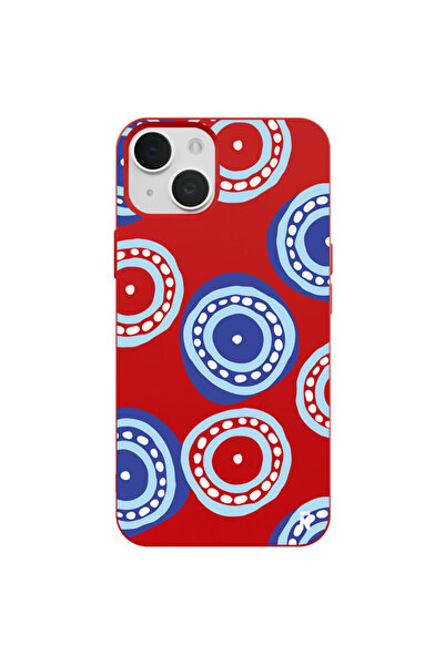 Casen iPhone 13 Nazar Tasarımlı Kırmızı Renkli Silikon Telefon Kılıfı