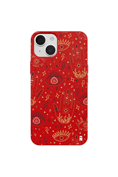 Casen iPhone 13 Be Mysterious Tasarımlı Kırmızı Renkli Silikon Telefon Kılıfı