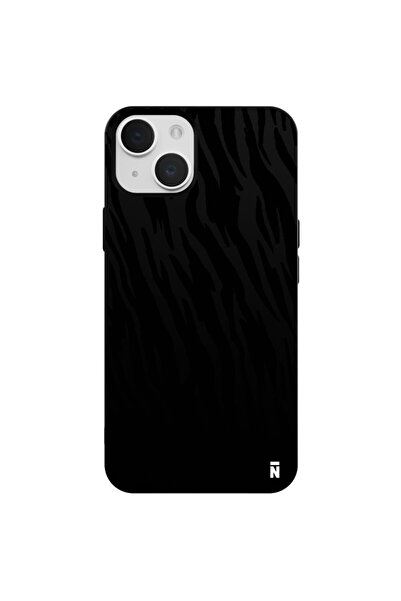 Casen iPhone 14 Leopar Tasarımlı Siyah Renkli Silikon Telefon Kılıfı