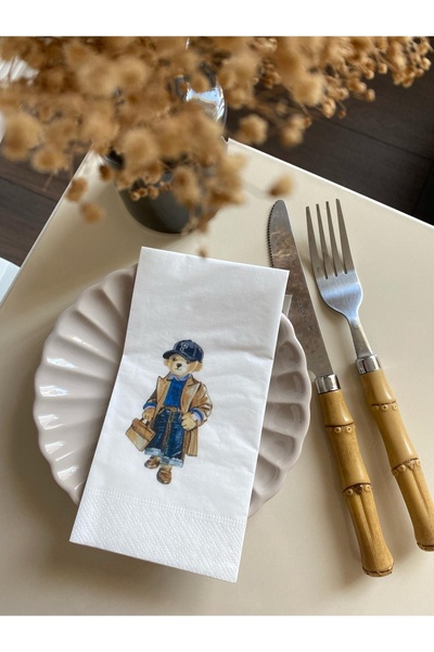 busrasdesign منديل عرض مطبوع من تيدي جان، 16 قطعة