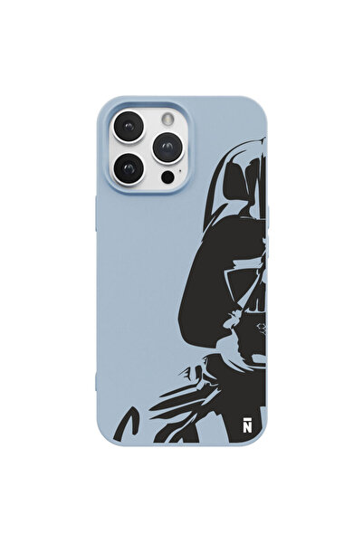 Casen iPhone 15 Pro Darth Vader Tasarımlı Mavi Renkli Silikon Telefon Kılıfı