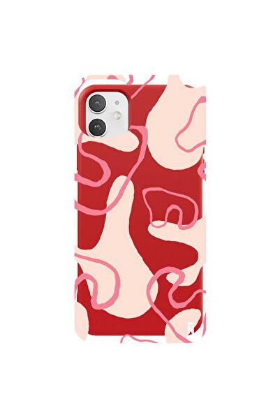 Casen iPhone 11 Smoke Pink Tasarımlı Kırmızı Renkli Silikon Telefon Kılıfı