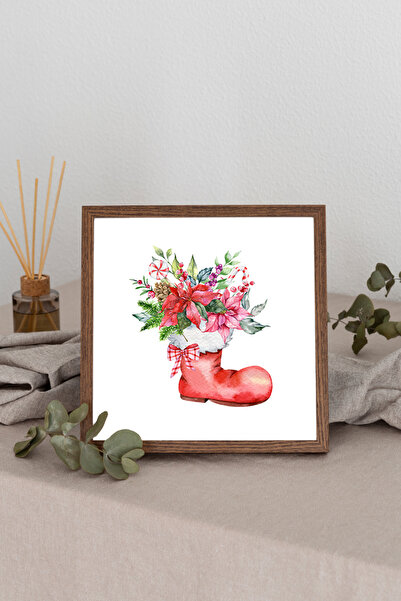 Dekorsiahome Дървена рамка с квадратна картина Червени обувки