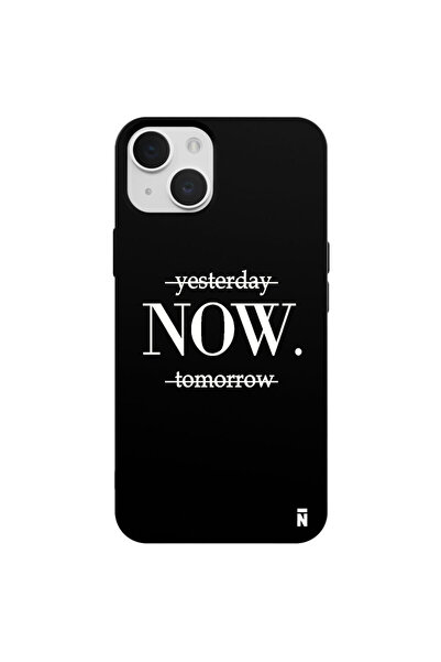 Casen iPhone 13 NOW Tasarımlı Siyah Renkli Silikon Telefon Kılıfı
