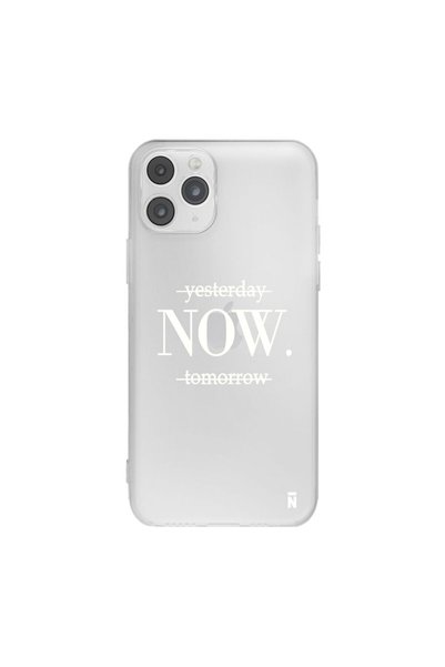 Casen حافظة هاتف من السيليكون الشفاف بتصميم NOW لهاتف iPhone 11 Pro