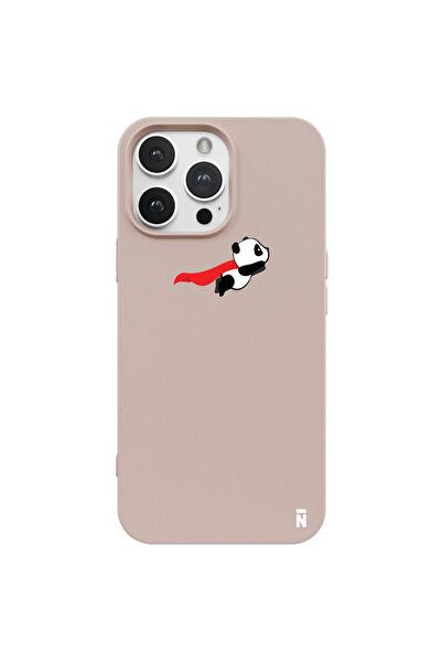 Casen iPhone 15 Pro Uçan Panda Tasarımlı Pudra Pembe Renkli Silikon Telefon K...
