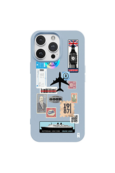 Casen iPhone 15 Pro Max Seyahat Defteri Tasarımlı Mavi Renkli Silikon Telefon...