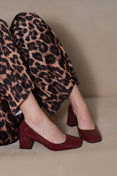 Sibel Durmaz Zeus Burgundy Blunt Toe Heeled Shoes
