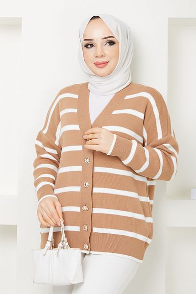 Pamuk Butik Γυναικεία ριγέ Casual Ζακέτα