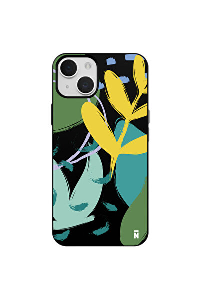 Casen iPhone 13 Lets Peace Tasarımlı Siyah Renkli Silikon Telefon Kılıfı