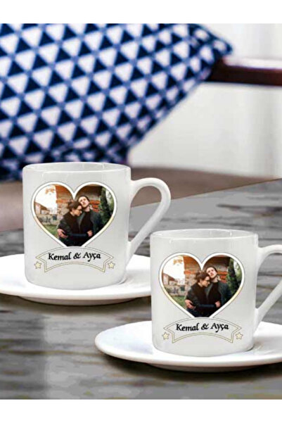 Miracix Kişiye Özel Resimli Fotoğraf Baskılı İsimli 2 Li Türk Kahvesi Fincanı...