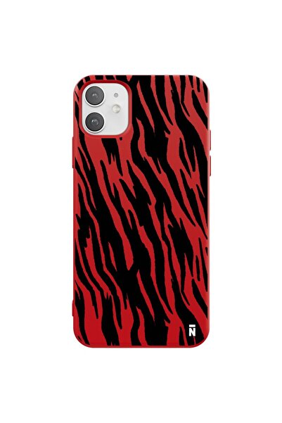 Casen iPhone 11 Leopar Tasarımlı Kırmızı Renkli Silikon Telefon Kılıfı