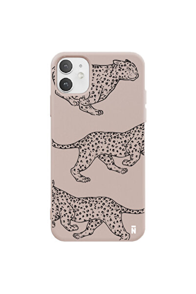 Casen iPhone 11 Walking Cheetah Tasarımlı Pudra Pembe Renkli Silikon Telefon ...