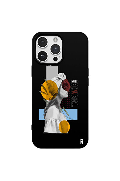 Casen iPhone 14 Pro Max ANormal Tasarımlı Siyah Renkli Silikon Telefon Kılıfı