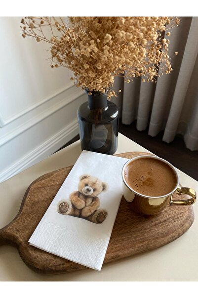 busrasdesign منديل عرض مطبوع عليه دب قطيفة 16 قطعة