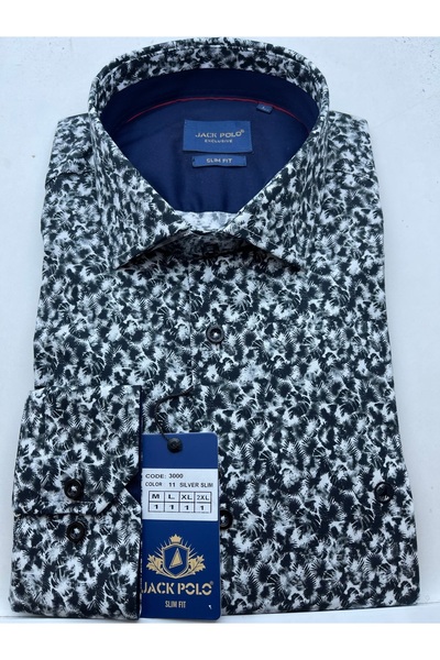 Jack Polo Pamuk Likra Baskılı Slim Fit Erkek Gömlek