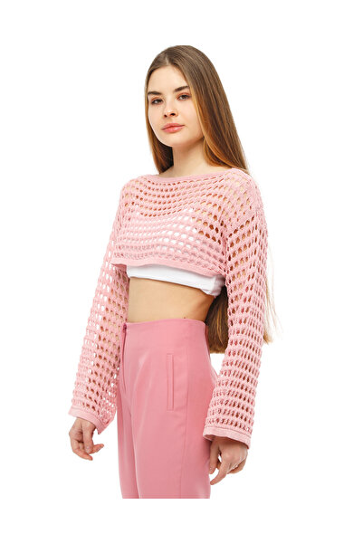 MA ananas Kadın Pembe Ajurlu Bolero