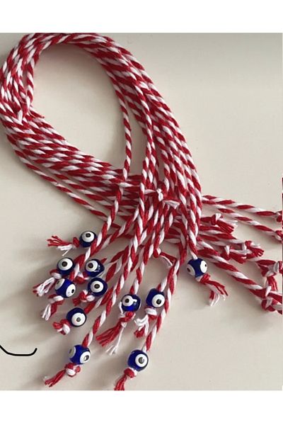MARCİELO Accessories Marteniçka Lucky String with Evil Eye Beads 10 Pieces