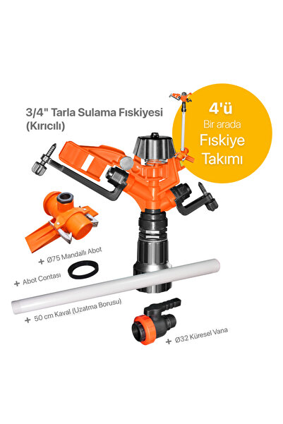 Bahyap Tarla Sulama Yağmurlama Sprink Fıskiye 75'lik Takım (5 Adet)