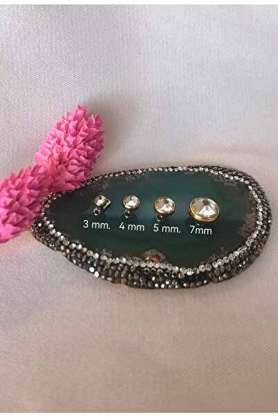Bylin Titanyum Gold Dermal Tek Taş Kristal Piercing - 1 Adet