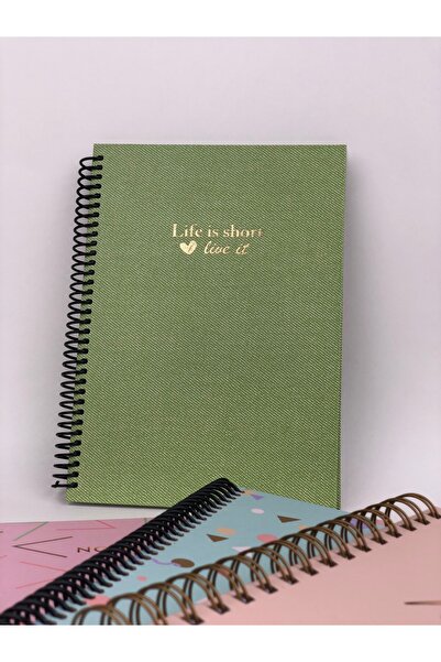 notin paper 16x23 Cm Spiralli Kareli Cilt Bezi Sert Kapak 100 Yaprak Defter