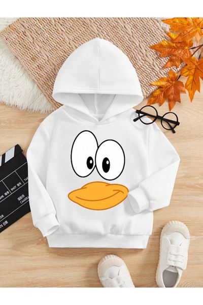 AEMİ Hanorac cu glugă cu imprimeu Duck pentru copii - Pulover cu glugă pentru copii
