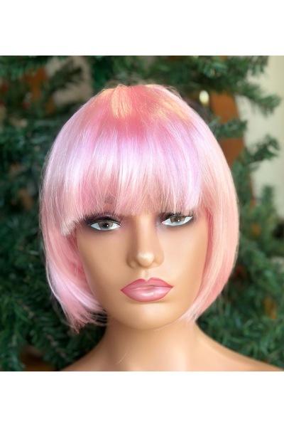 QUEEN AKSESUAR Parti doğum günü kostüm barbie deniz kızı gösteri peruğu kadın çocuk ayarlanır küt peruk saç pembe