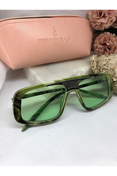 Di Caprio Foca Green Silver Detailed Women's Sunglasses