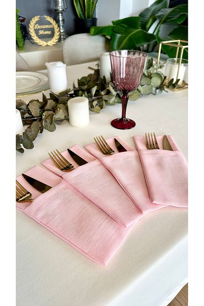 Decamor home Pink Linen Textured Spoon Holder Set of 6