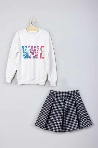 ADA BEBEK ÇOCUK New Season Wave Printed Skirt Sweat Set