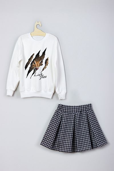 ADA BEBEK ÇOCUK Leopard Printed Skirt Sweat Set