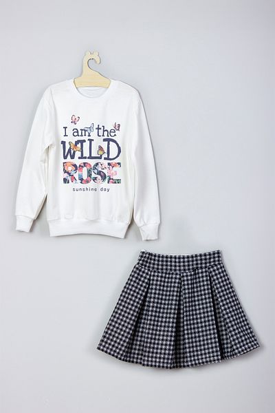 ADA BEBEK ÇOCUK Wild Rose Printed Skirt Sweat Set
