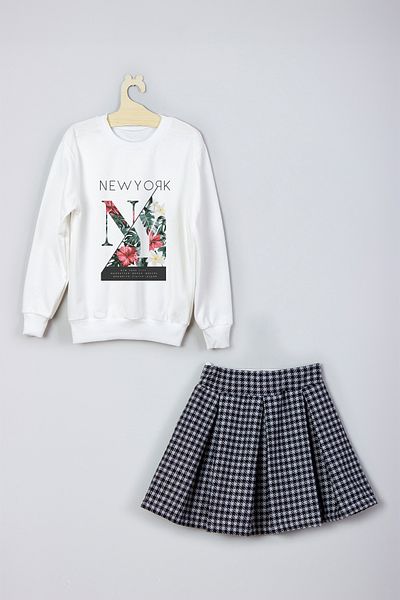 ADA BEBEK ÇOCUK New Season New York Floral Printed Skirt Sweat Suit