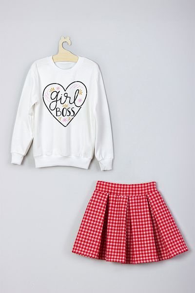 ADA BEBEK ÇOCUK New Season Girl Boos Printed Skirt Sweat Set