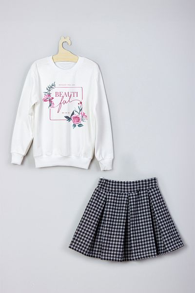 ADA BEBEK ÇOCUK New Season City Flowers Printed Skirt Sweat Set