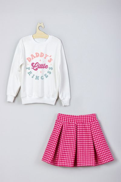 ADA BEBEK ÇOCUK New Season Daddy's Little Princess Printed Skirt Sweat Set