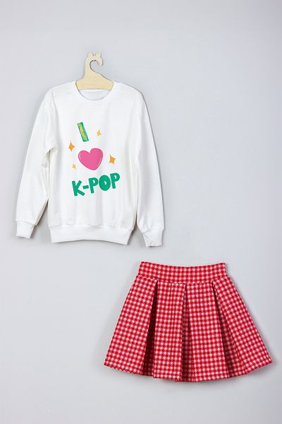 ADA BEBEK ÇOCUK New Season I'K-Pop Printed Skirt Sweat Suit