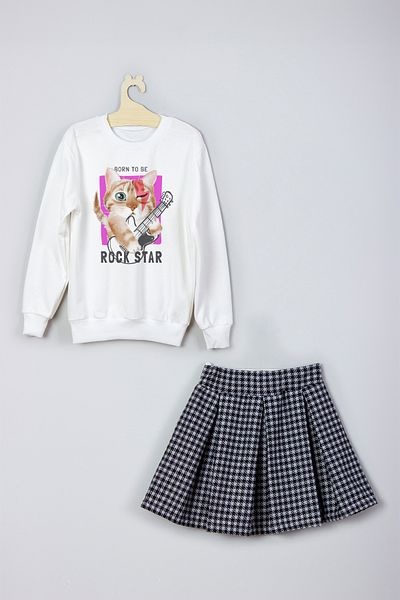ADA BEBEK ÇOCUK New Season Trend Printed Skirt Sweat Set