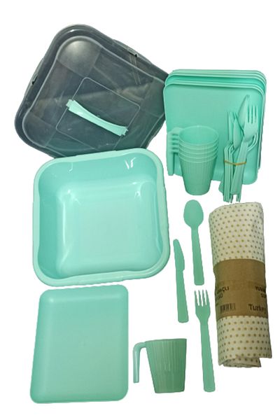 Lider MAGNESİA PICKNIC SET 6 PERSONS 32 PIECES MULTI-PURPOSE CLOTH WITH GIFT