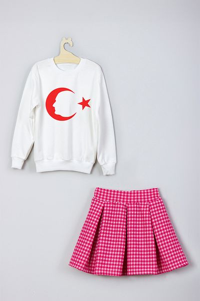 ADA BEBEK ÇOCUK Star Printed New Season Skirt and Sweat Set